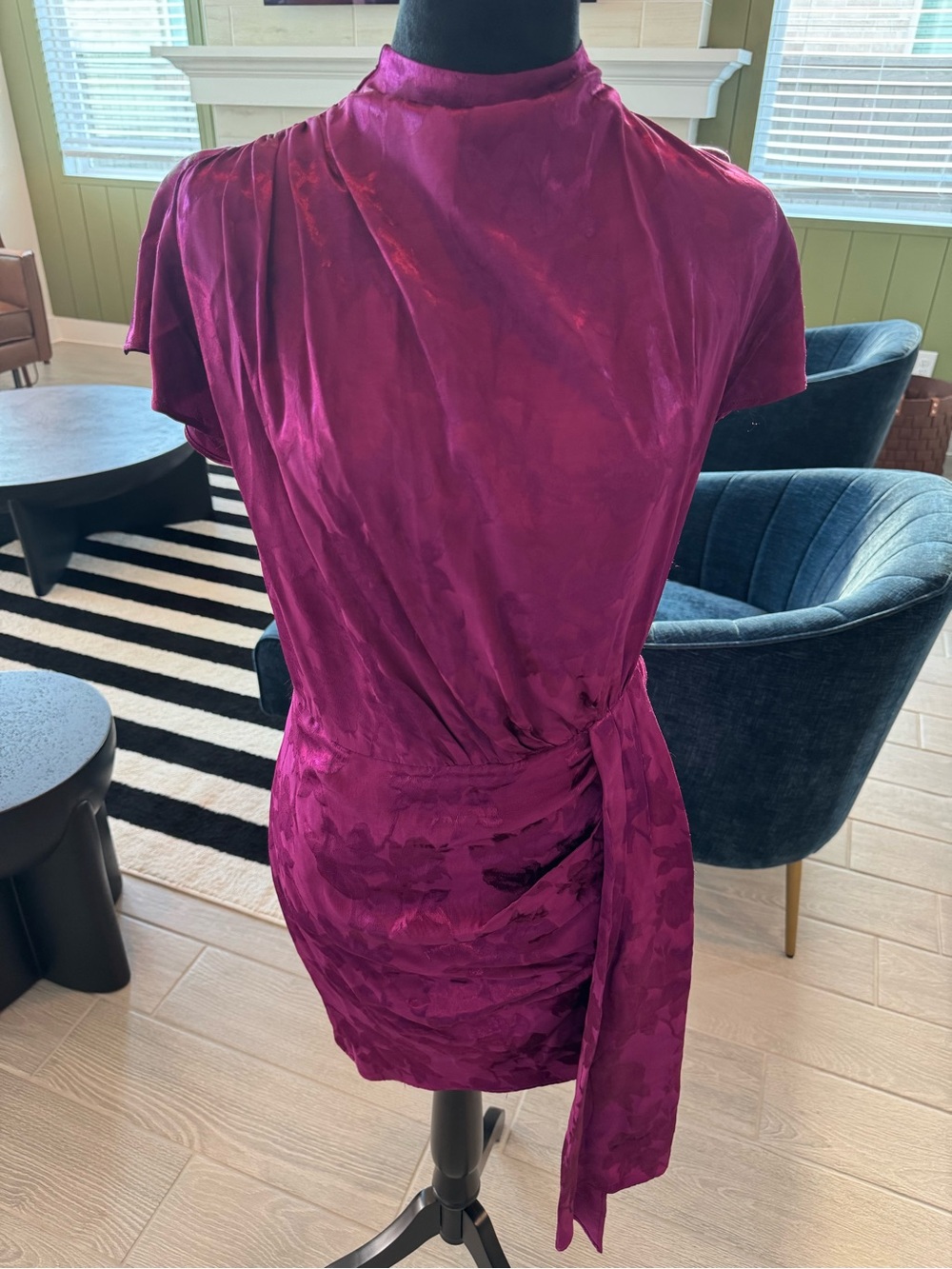 SAYLOR Fucsia Floral Burnout High Neck Mini Dress Size Small GUC